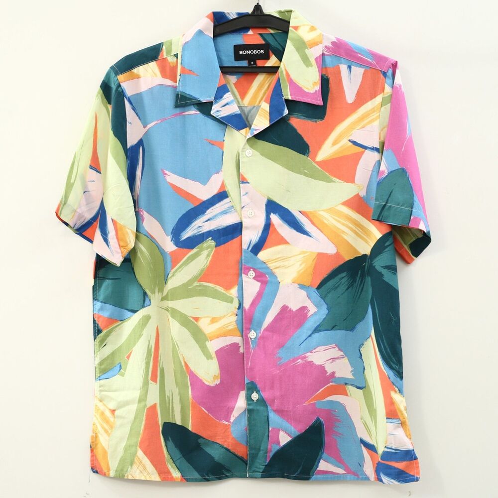 Bonobos Short Sleeve Men's Shirt Buttondown Printed Cotton Collared M 286030